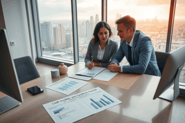 Un homme examine des documents de crédit immobilier, illustrant le concept de crédit immobilier avec conditions exclusives.
