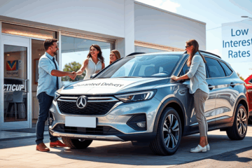 Image illustrant le crédit automobile avec taux réduits et livraison garantie pour l'achat de véhicules.