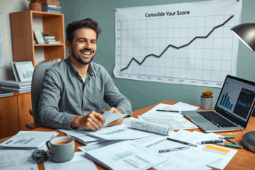 Image illustrant le concept de prêt de consolidation pour améliorer le score de crédit.